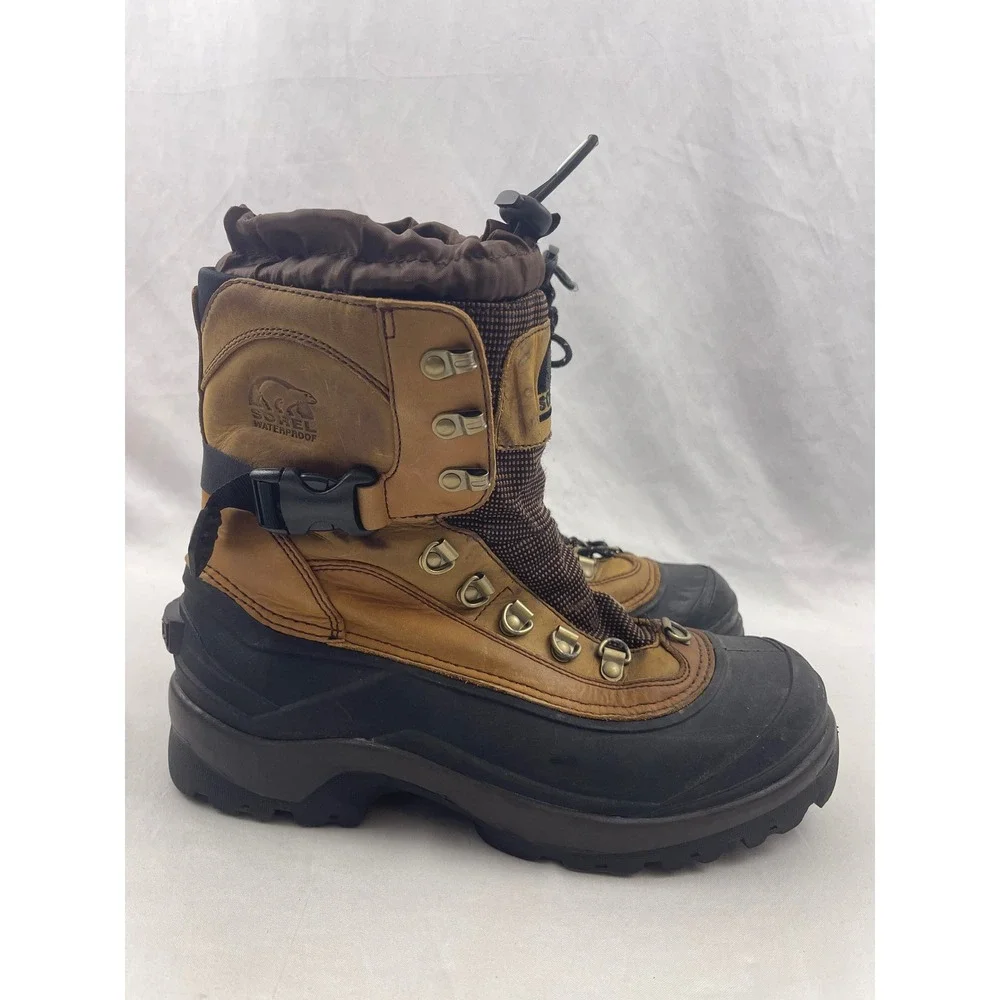 Sorel Conquest Mens Waterproof Winter Boots 400g Thinsulate Tan Black Size 10‎